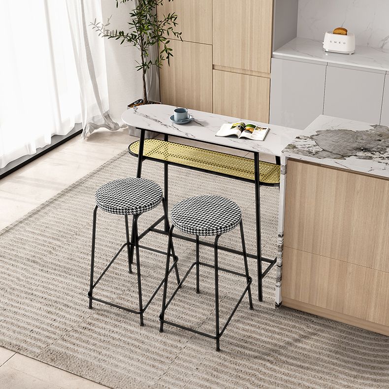 Modern Style Bar Table in Faux Marble and Metal Milk Tea Shop Bar Table in White Clearhalo 'Bar Furniture' 'Bar Tables' 'bar_tables' 'furn' 'furn_bar_tables' 'Furniture' 'Kitchen & Dining Furniture' 1200x1200_2c18c626-8837-4d58-b797-4b0daa681792