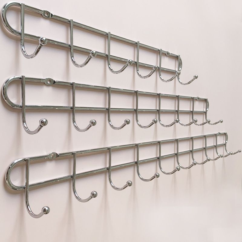 Industrial Entryway Kit Silver Stainless Steel Wall-Mounted with Hooks Coat Hanger Clearhalo 'Entry & Mudroom Furniture' 'furn' 'furn_hall_tree_coat_racks' 'Furniture' 'Hall Trees & Coat Racks' 'hall_tree_coat_racks' 1200x1200_2c19958c-4e98-42d9-8df7-934bb35fd1a3