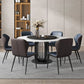 Round Stone Dining Table Modern Turntable Furniture with Pedestal Base in Matte Finish