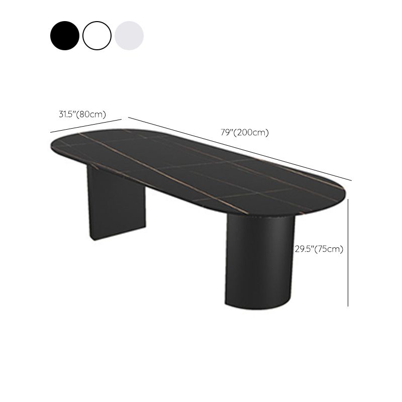 Modern Sintered Stone Dining Table Double Pedestal Table for Home Use Clearhalo 'Dining Tables & Seating' 'Dining Tables' 'dining_table' 'furn' 'furn_dining_table' 'Furniture' 'Kitchen & Dining Furniture' 1200x1200_2c1b46a7-68c6-44a1-85c8-2f0cfc0ab2ec