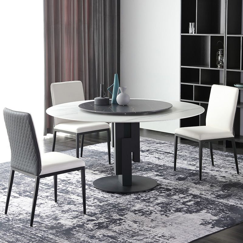 Modern Round Dinette Set 1/4/7 Pieces Sintered Stone Top Dining Table Set with Turntable Clearhalo 'Dining Room Sets' 'Dining Tables & Seating' 'dining_room_set' 'furn' 'furn_dining_room_set' 'Furniture' 'furniture_dining_room_set' 'Kitchen & Dining Furniture' 1200x1200_2c1c09dc-64da-4c6a-8623-9ba019fbe002
