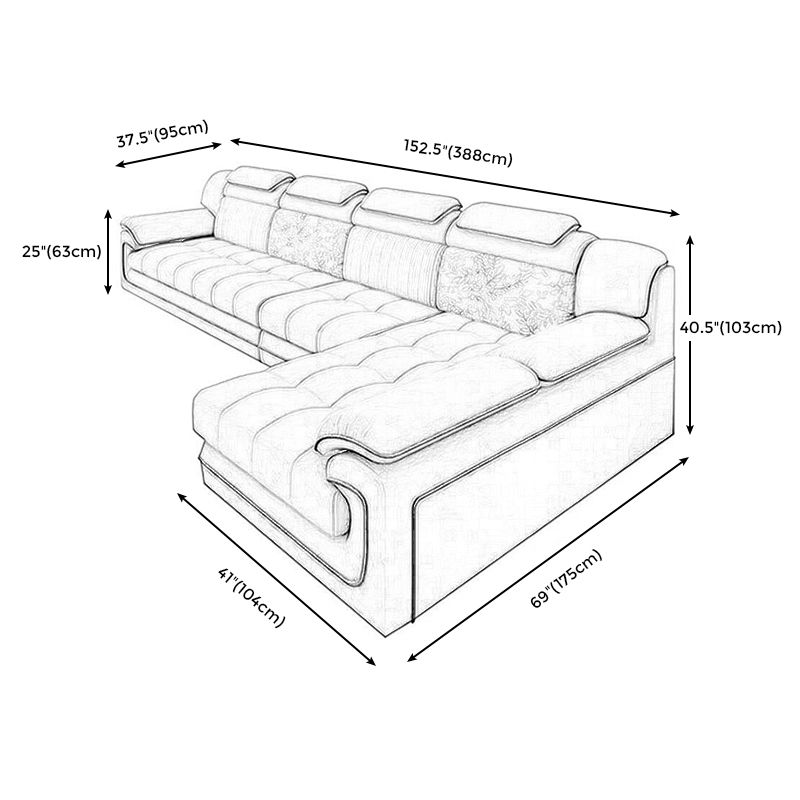 Cream Contemporary Pillow Top Arm Sectional for Living Room, Apartment Clearhalo 'furn' 'furn_sectionals' 'Furniture' 'furniture_sectionals' 'kitchen' 'kitchen_sectionals' 'Living Room Furniture' 'Sectionals' 1200x1200_2c1deec0-5901-48b4-8ec2-45e525c83678