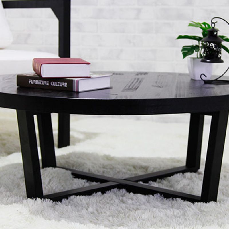 Solid Wood and Metal Coffee Table Home Round Coffee Desk in Black Clearhalo 'Coffee & Accent Tables' 'Coffee Tables' 'coffee_tables' 'furn' 'furn_coffee_tables' 'Furniture' 'Living Room Furniture' 1200x1200_2c201dc1-70c8-4a7e-806c-0655d28b8ebc