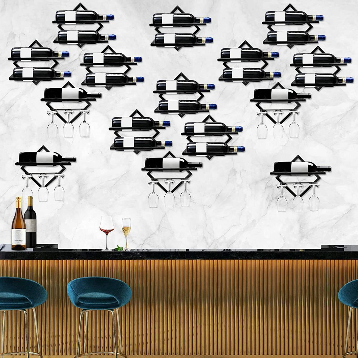 Metal Wall Mounted Wine Rack Contemporary Wine Holder for Living Room Clearhalo 'furn' 'furn_wine_racks' 'Furniture' 'Kitchen & Dining Furniture' 'Wine Racks' 'wine_racks' 1200x1200_2c245ace-b2c0-4812-a319-7b1718595b2e