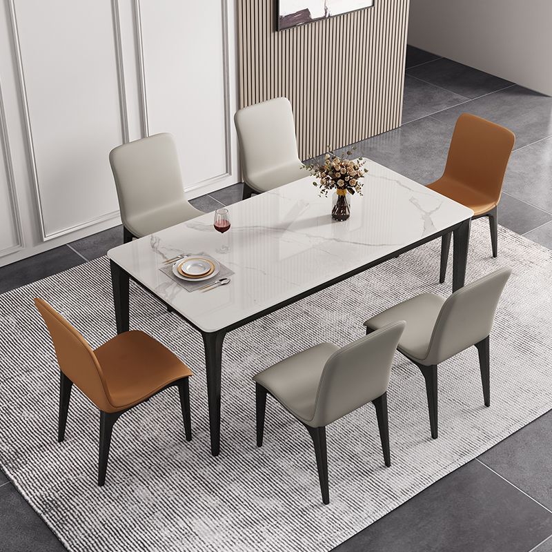 Sintered Stone White Dining Table Mid-Century Modern 4 Legs Table for Dining Room Clearhalo ' dining_table' 'Dining Tables & Seating' 'Dining Tables' 'Furniture' 'furniture_dining_table' 'Kitchen & Dining Furniture' 'kitchen&dining_furn' 'kitchen' 'kitchen_dining_table' 1200x1200_2c246bca-00b3-4cc5-b18a-7b9315ed01a3