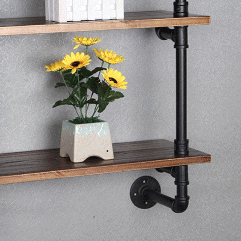 Industrial Wall Mounted Bookshelf with Black Iron Frame Pine Wood Shelf Clearhalo 'Bookcases' 'furn' 'furn_bookcases' 'Furniture' 'furniture_bookcases' 'kitchen' 'kitchen_bookcases' 'Living Room Furniture' 'Office Furniture' 1200x1200_2c248c9d-b5e1-4ad5-ba1e-26ba88ba97ef