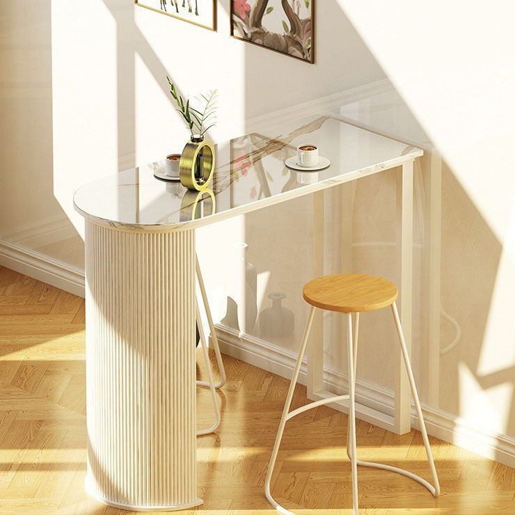 Modern Indoor Bar Height Table Double Pedestal Stone Bistro Accent Dining Table Clearhalo 'Bar Furniture' 'Bar Tables' 'bar_tables' 'furn' 'furn_bar_tables' 'Furniture' 'Kitchen & Dining Furniture' 1200x1200_2c261f3b-6edb-410d-b680-0bdffb9003b3