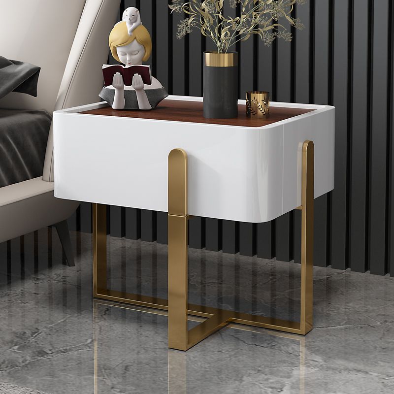 20 inch lang nachtkastje 1-lader imitatie houten glamour bed nachtkastje met benen