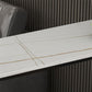 Mesa de bar rectangular de piedra sinterizada, mesa de pub con base negra y metálica
