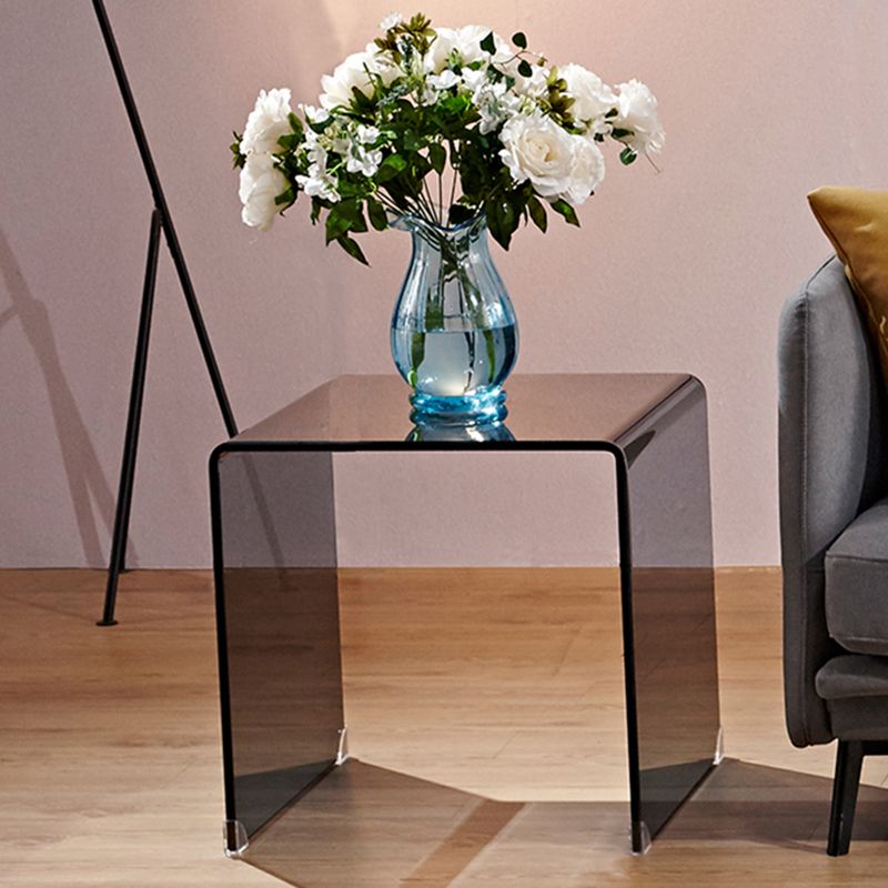 Mesa final negra/transparente de la mesita de noche, mesa de mesita de noche de vidrio