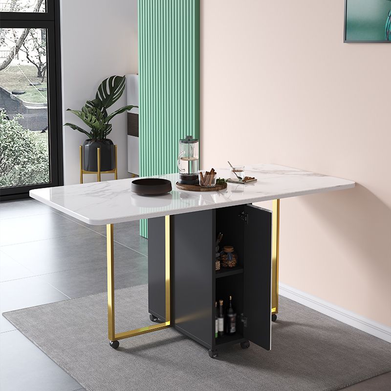 Contemporary Style Dining Table Folding Dining Site Table,59"L x 29.5"W x 29.5"H Clearhalo 'Dining Tables & Seating' 'Dining Tables' 'dining_table' 'furn' 'furn_dining_table' 'Furniture' 'furniture_dining_table' 'Kitchen & Dining Furniture' 'kitchen' 'kitchen_dining_table' 1200x1200_2c299f55-1014-4e5d-9cae-6e6251eab2b6