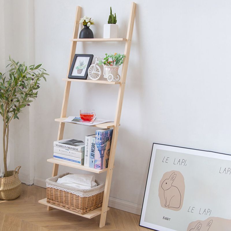 Contemporary Ladder Bookcase Solid Wood Open Back Bookshelf with Shelves Clearhalo 'Bookcases' 'furn' 'furn_bookcases' 'Furniture' 'Office Furniture' 1200x1200_2c2adedf-555d-469b-8147-83dbc9071426