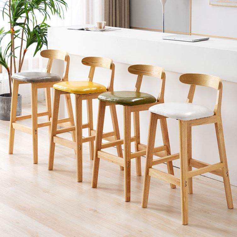 Scandinavian Rubberwood Home Stool Matte Finish Upholstered Footrest Barstool Clearhalo 'Bar Furniture' 'Bar Stools' 'bar_stools' 'furn' 'furn_bar_stools' 'Furniture' 'furniture_bar_stools' 'Kitchen & Dining Furniture' 1200x1200_2c2c147d-c806-4c34-956f-8b4ba71269ce