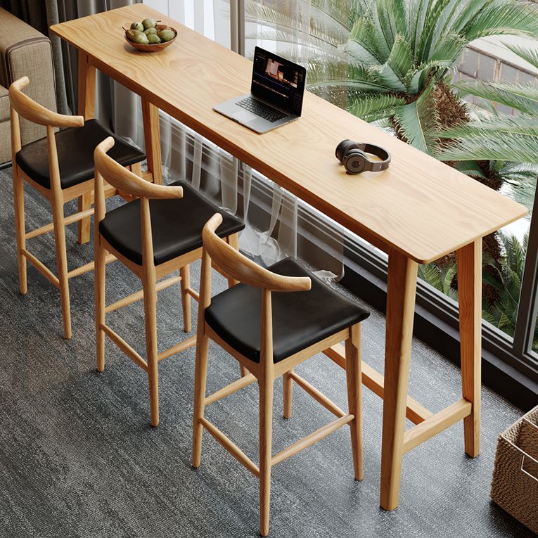 Rectangular Pine Wood Top Bar Table Modern Bar Table with Trestle Base in Nature Clearhalo 'Bar Furniture' 'Bar Tables' 'bar_tables' 'furn' 'furn_bar_tables' 'Furniture' 'Kitchen & Dining Furniture' 1200x1200_2c2c2f6a-4e2d-4a75-a318-2e746bf0ecb2