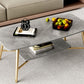 Table basse rectangulaire en ardoise, 4 pieds, 1 table de cocktail simple avec étagère de rangement