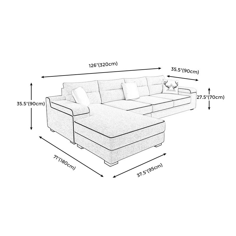 Pillow Top Arm L-Shape Pillowed Back Cushions Sectional Sofa with Chaise for Four People Clearhalo 'furn' 'furn_sectionals' 'Furniture' 'furniture_sectionals' 'kitchen' 'kitchen_sectionals' 'Living Room Furniture' 'Sectionals' 1200x1200_2c352ac5-a572-40fc-ad1a-297e60422e7f