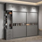 Contemporary Wooden Wardrobe Gray Colour Wardrobe Closet with Sliding Door