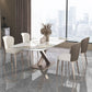 Metal Contemporary Rectangle Dining Table Sintered Stone Dining Table with Pedestal Base Clearhalo ' dining_table' 'Dining Tables & Seating' 'Dining Tables' 'furn' 'furn_dining_table' 'Furniture' 'furniture_dining_table' 'Kitchen & Dining Furniture' 'kitchen&dining_furn' 'kitchen' 'kitchen_dining_table' 1200x1200_2c373aa9-43ea-4619-9824-2abbe20975fb