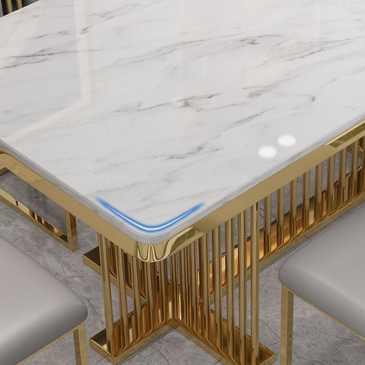 Tavolo da rettangolo di lusso tradizionale tradizionale tavolo da pietra con base piedistallina