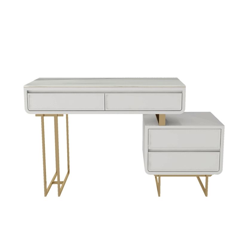 Glam Style White Gold Dresser Bedroom with Drawer Standing Make-up Vanity Clearhalo 'Bedroom Furniture' 'furn' 'furn_makeup_vanities' 'Furniture' 'Makeup Vanities' 'makeup_vanities' 1200x1200_2c3c148c-aa14-451b-bf44-9d161143b62b