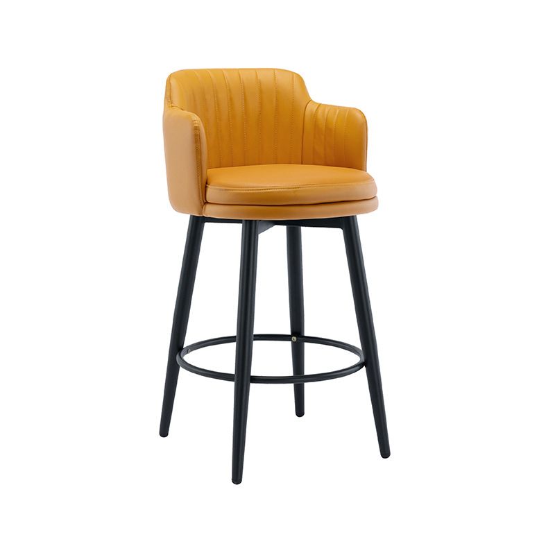 Modern Reception Armed Swivel Stool Matte Finish Leather Barstool Clearhalo 'Bar Furniture' 'Bar Stools' 'bar_stools' 'furn' 'furn_bar_stools' 'Furniture' 'furniture_bar_stools' 'Kitchen & Dining Furniture' 1200x1200_2c3c979d-7ba7-4f0f-8e65-83cf12b42371