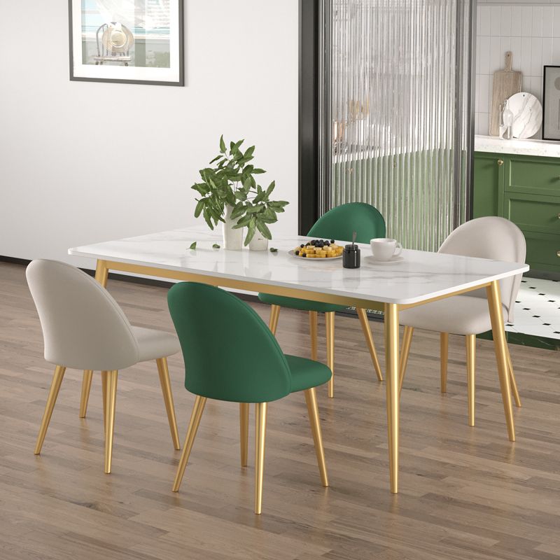 Table à manger de luxe traditionnelle Table à manger rectangulaire en pierre blanche pour la maison
