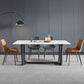 Industrial Stone Rectangle Table Standard Height Dining Room Table with Trestle Base
