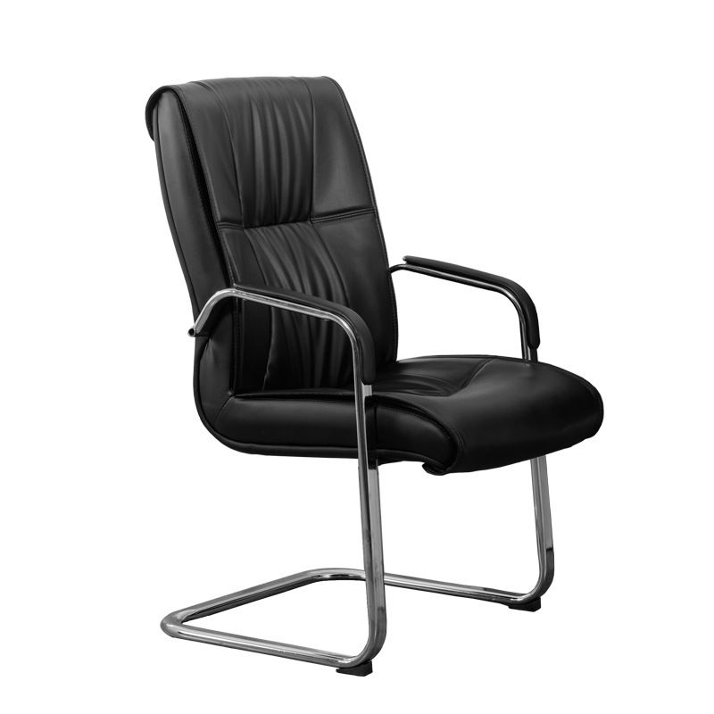 Faux Leather Executive Chair No Wheels Modern Office Chair with Fixed Arms Clearhalo 'furn' 'furn_office_chair' 'Furniture' 'Office Chairs' 'Office Furniture' 'office_chair' 1200x1200_2c3d7b9b-3e88-48f9-b7eb-34dd141b58e3