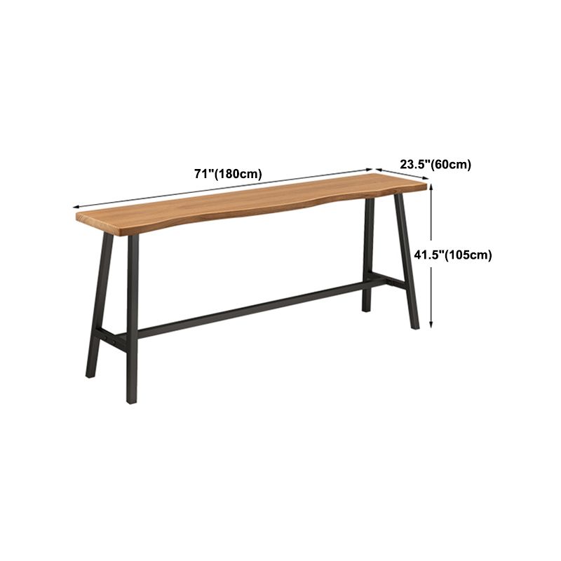 Tavolo da bistrot in legno di pino rettangolare tavolo da pub industriale con base di cavalletto in nero