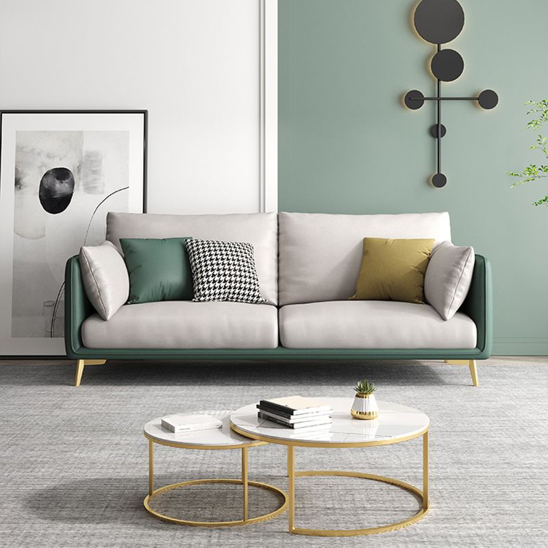 Modern Green and White Fabric Sofa Square Arm Sofa for Living Room Clearhalo 'furn' 'furn_sofas' 'Furniture' 'furniture_sofas' 'kitchen' 'kitchen_sofas' 'Living Room Furniture' 'Sofa' 'sofas' 1200x1200_2c3e82b8-3b9e-4479-94e6-939561a9376d