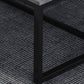 Table basse rectangulaire en bois avec base à tréteaux en acier et table de cocktail