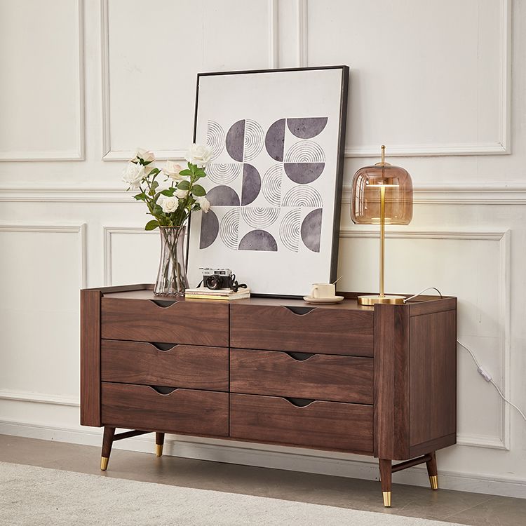 Mid-Century Modern Brown Accent Chest with 6 Soft Close Drawers Clearhalo 'Cabinets & Chests' 'cabinets_chests' 'furn' 'furn_cabinets_chests' 'Furniture' 'Living Room Furniture' 1200x1200_2c46ca28-28a8-46e8-9f9f-10ccce61502b