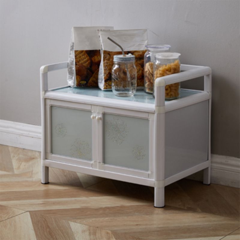 Contemporary Metal Sideboard with Glass Doors Kitchen Dining Server with Cabinets Clearhalo 'buffet_sideboard' 'Buffets & Sideboards' 'furn' 'furn_buffet_sideboard' 'Furniture' 'Kitchen & Dining Furniture' 1200x1200_2c47604e-3e14-4bad-a00a-bcd1baef0eca