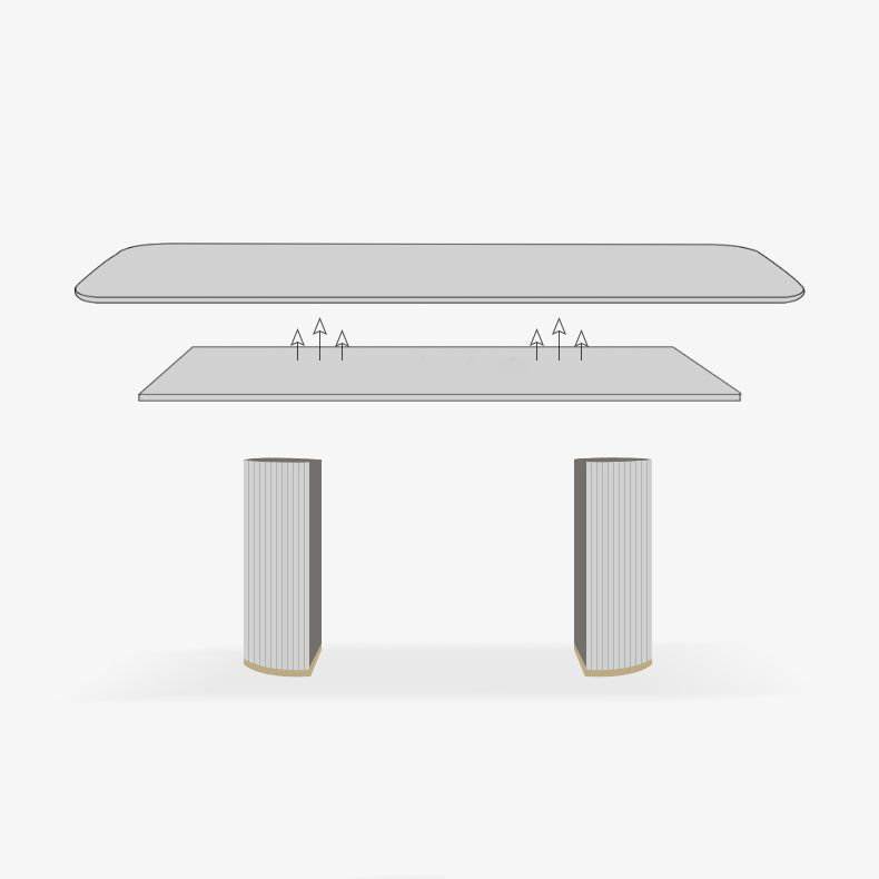 Minimalist White Standard Dining Set Rectangular Kitchen Dining Set with Double Pedestal Base Clearhalo 'Dining Room Sets' 'Dining Tables & Seating' 'dining_room_set' 'furn' 'furn_dining_room_set' 'Furniture' 'furniture_dining_room_set' 'Kitchen & Dining Furniture' 'kitchen&dining_furn' 'kitchen' 1200x1200_2c483966-f189-4ad8-a9f7-fa0595a0917c