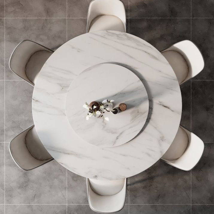 Metal and Stone Table Glam Style Minimalist Family Round Dining Table for Home
