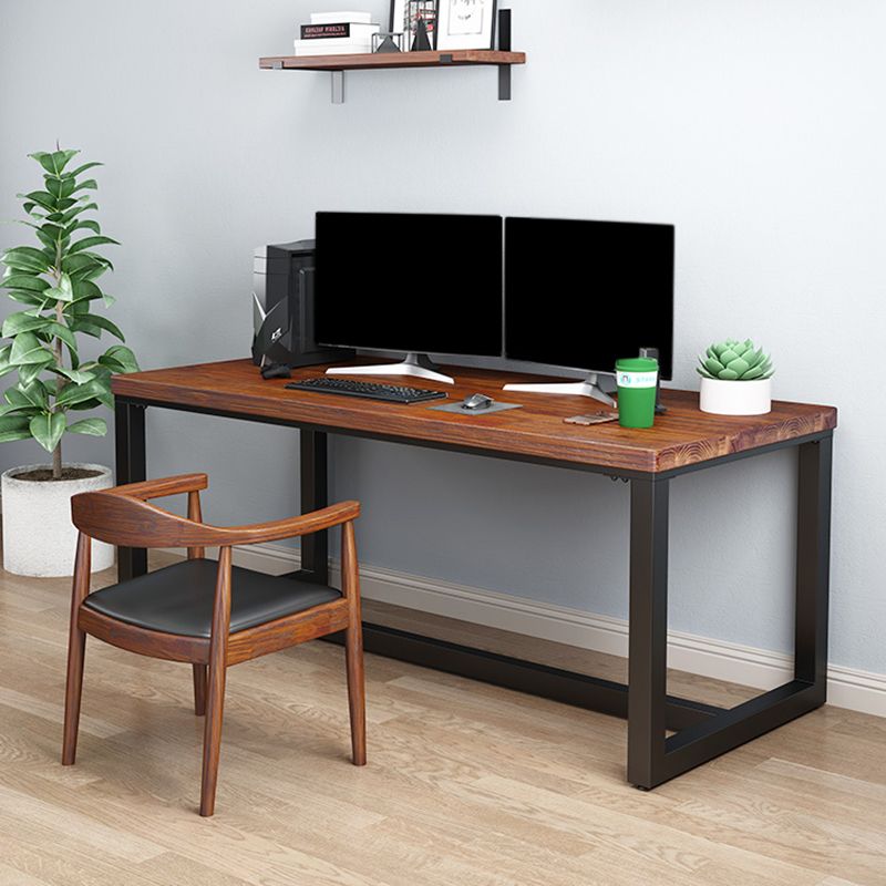Industrial Rectangular Home Office Desk Solid Wood Writing Desk with Metal Legs Clearhalo 'furn' 'furn_office_desk' 'Furniture' 'Office Desks' 'Office Furniture' 'office_desk' 1200x1200_2c489d0f-3067-4f75-9d70-9cc28905429a