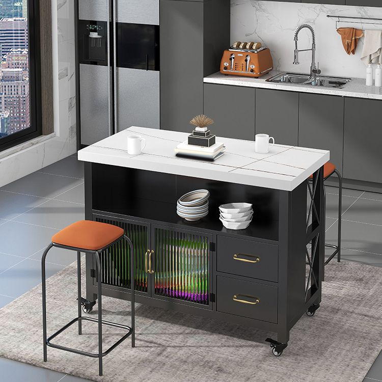 Table de préparation en marbre à île à manger simple moderne avec tiroir