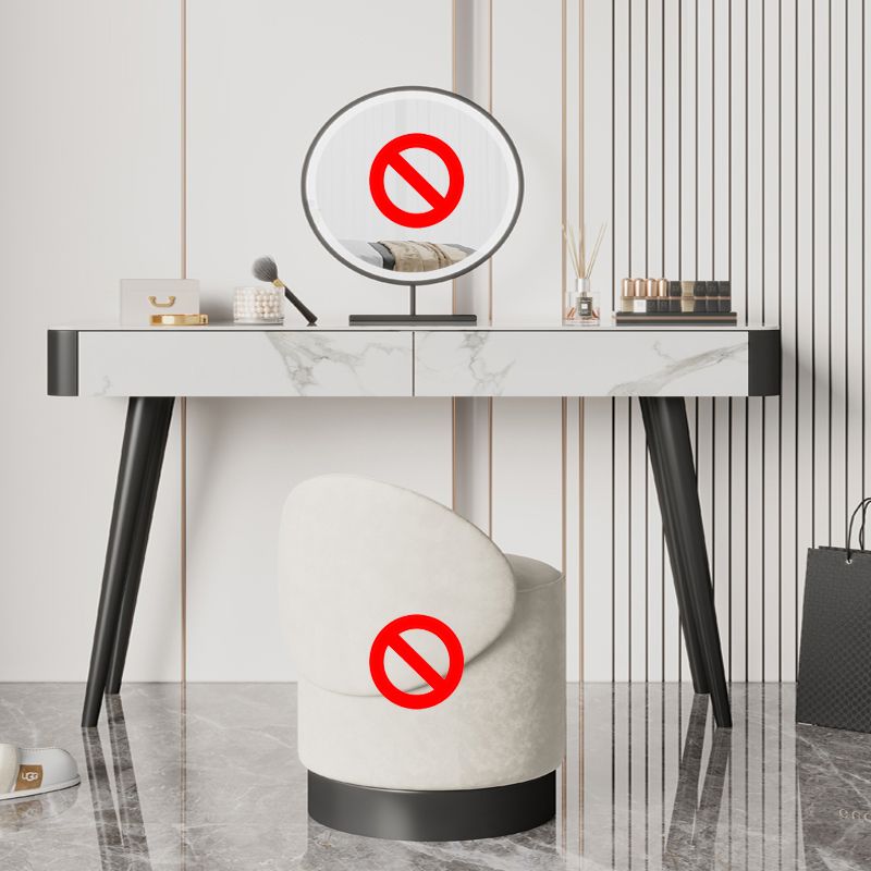 Weißer Waschtisch 29,52 "Hochmetall- und Stein -Top -Waschtisch mit Stuhl