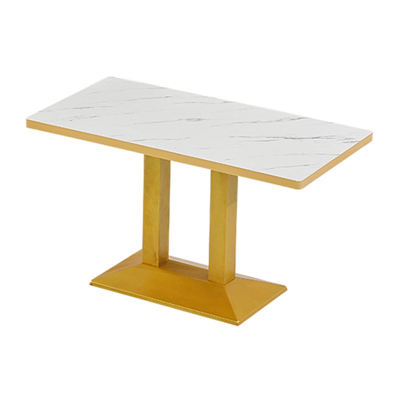 Wooden Dining Room Table for 2 Person with Metal Pedestal Base Clearhalo 'Dining Tables & Seating' 'Dining Tables' 'dining_table' 'furn' 'furn_dining_table' 'Furniture' 'Kitchen & Dining Furniture' 1200x1200_2c4c9e68-64a4-448a-9693-22dea18d93c8