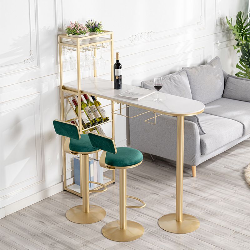 Glam Stone Juego de mesa de bar de 1/2/3 piezas, mesa de bar rectangular con patas de metal para cocina