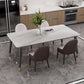 Mesa de comedor rectangular de piedra sinterizada, mueble moderno blanco-negro con 4 patas para el hogar