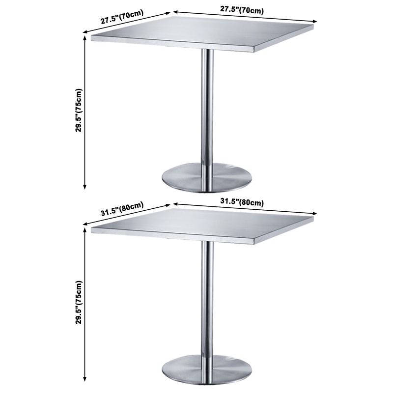 Industrial Dining Room Table Stainless Steel Table with Pedestal Table Clearhalo ' dining_table' 'Dining Tables & Seating' 'Dining Tables' 'furn' 'furn_dining_table' 'Furniture' 'furniture_dining_table' 'Kitchen & Dining Furniture' 'kitchen&dining_furn' 'kitchen' 'kitchen_dining_table' 1200x1200_2c4f5531-fe68-4542-adb5-11791a4c52b8