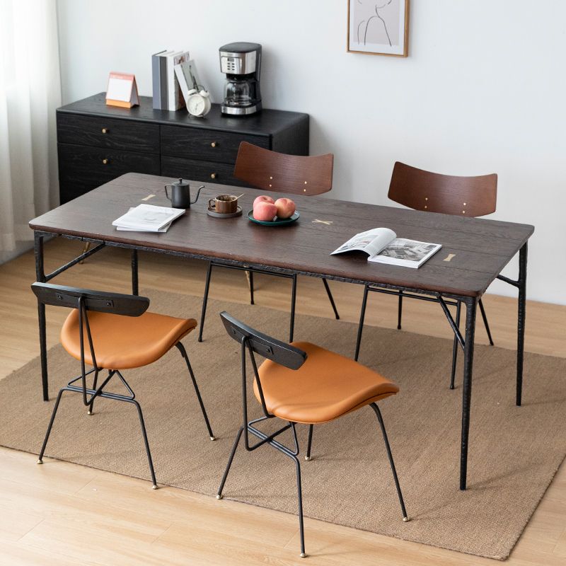 Traditional Luxury Dining Table Brown Solid Wood Dining Table with Metal Base Clearhalo ' dining_table' 'Dining Tables & Seating' 'Dining Tables' 'furn' 'furn_dining_table' 'Furniture' 'furniture_dining_table' 'Kitchen & Dining Furniture' 'kitchen&dining_furn' 'kitchen' 'kitchen_dining_table' 1200x1200_2c522fd8-9cd5-4485-bb83-e223376380b4