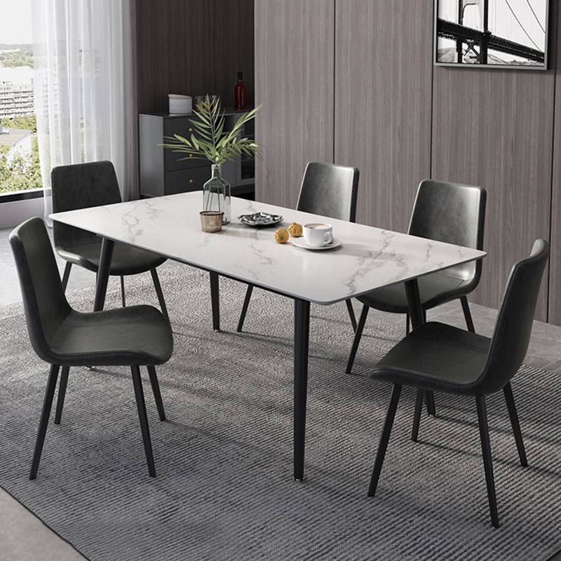 Modern Dinette Set with Solid Back Chairs 1/4/5/6/7 Pcs Stone Top Dining Table Set Clearhalo 'Dining Room Sets' 'Dining Tables & Seating' 'dining_room_set' 'furn' 'furn_dining_room_set' 'Furniture' 'Kitchen & Dining Furniture' 1200x1200_2c523d4b-7491-4efb-ad17-d8409ce06198