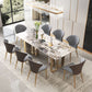 Luxuriöses rechteckiges Esszimmer-Set, 1/2/3/5/6/7/9-teilig, Esstisch-Set mit gesinterter Steinplatte