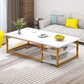 16.5" H Modern Rectangle Wooden Coffee Table Metal Frame Cocktail Table