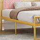 Glam Metal and Upholstered Open-Frame Bed with Headboard and Footboard