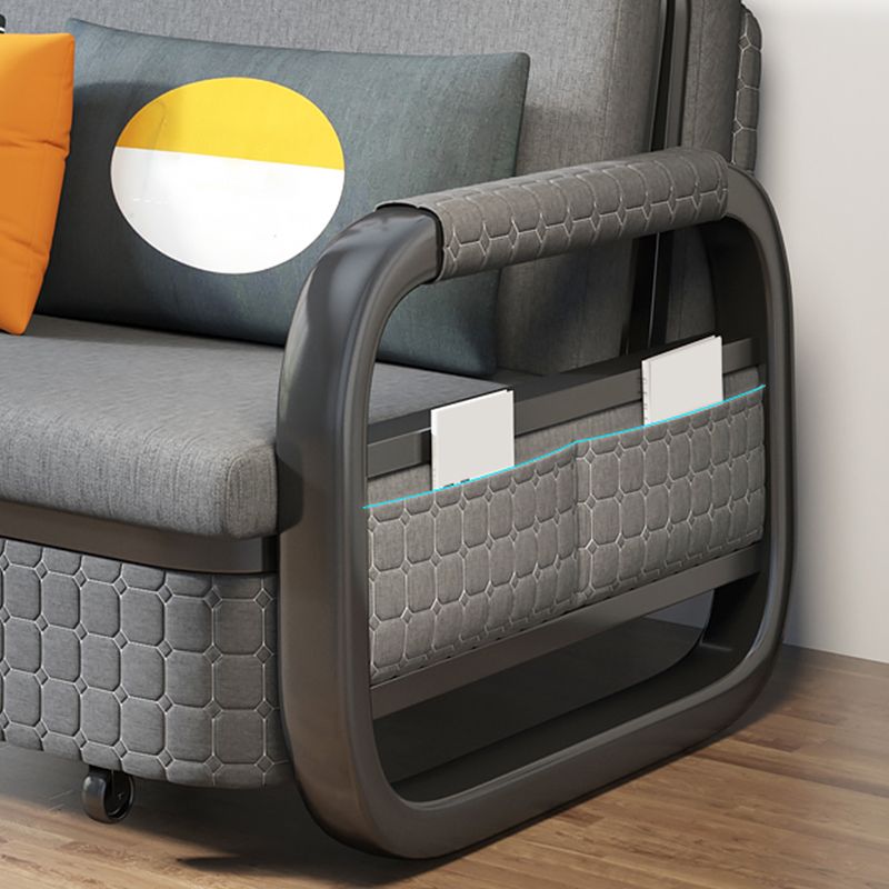 Miscela di cotone moderno divano a braccio quadrato in grigio con spazio