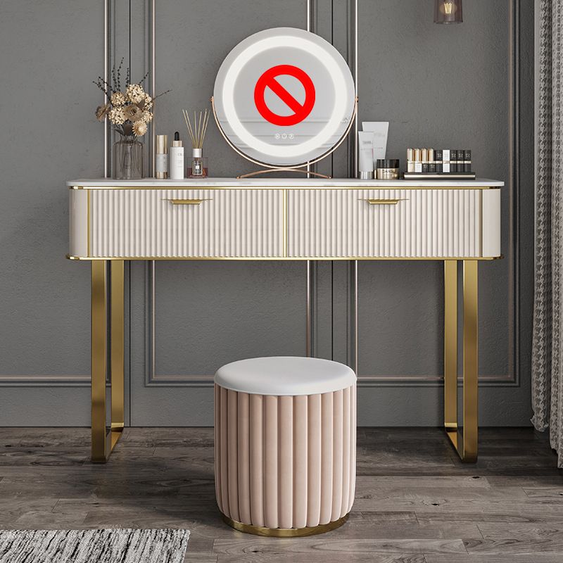 Contatore per trucco in legno glam 2-Drawer BEIGE Vanity Makeup Set per camera da letto