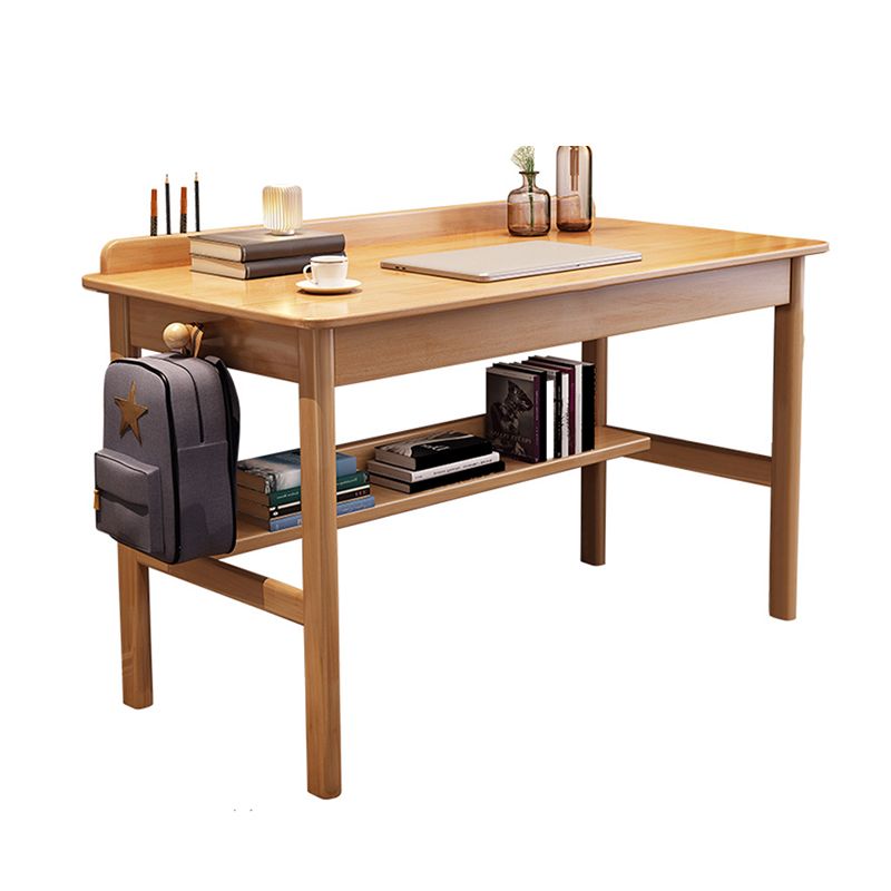 Bureau d'écriture de forme rectangulaire marron / blanc / bureau naturel avec 1/2 tiroirs